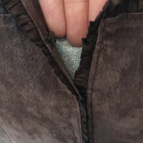 Genuine Suede Brown Hook Jacket Ruffle Feminine S - Picture 3 of 8